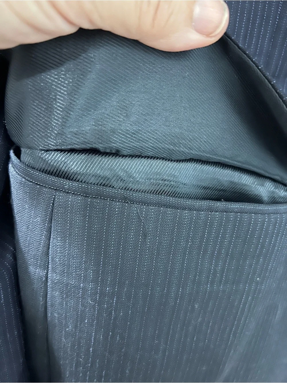 Burberry Black Pinstripe Wool Suit Jacket and Pants